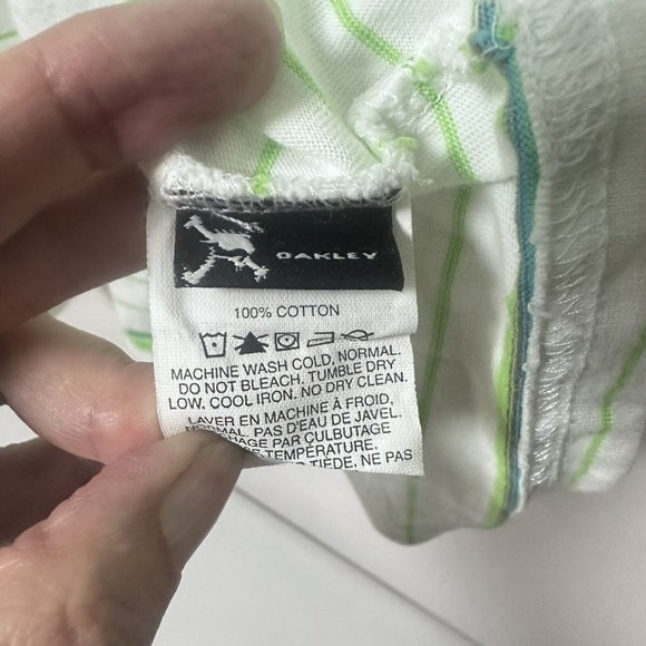 Oakley Shirt  Mens  Extra Large Striped Polo Green Short Sleeve Golf Stretch - Picture 4 of 6